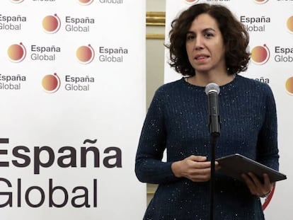 Irene Lozano, durante la presentación de la nueva imagen corporativa de España Global.