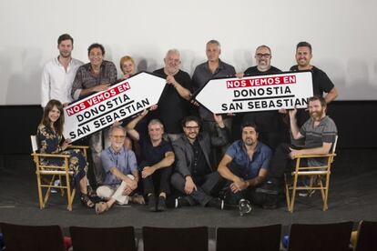 En la fila superior: Ben Sharrock, Agustí Villaronga, Mercedes Moncada, Imanol Uribe, Marc Recha, Álex de la Iglesia, Alex Guimerá. En la inferior: Paula Ortiz, Fernando Colomo, Asier Altuna, Dani de la Torre, Cesc Gay y Juan Pajares.