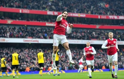 Arteta, tras marcar un gol con el Arsenal