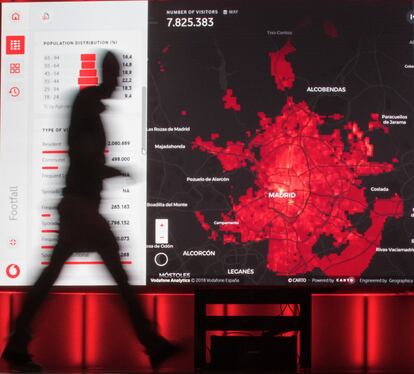 Mapa de distribución de usuarios de telefonía móvil de Vodafone, el 17 de abril.