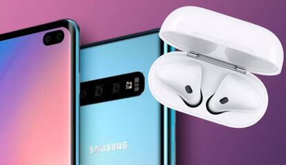 Airpods de Apple con un m&oacute;vil Android.