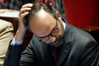 El primer ministro francés, Edouard Philippe, en una sesión de la Asamblea Nacional este lunes.