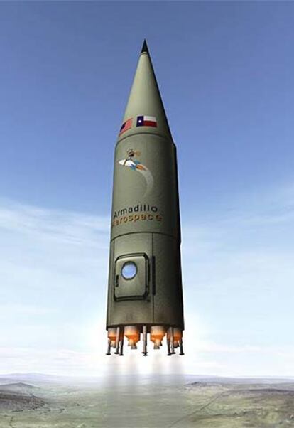Ilustración del cohete <i>Armadillo </i>en su ascenso.