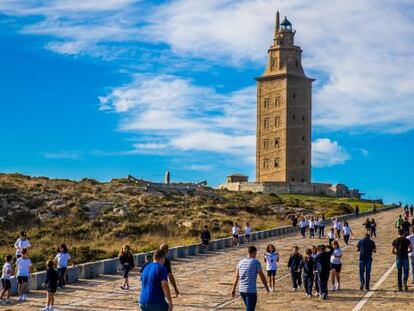 Subida a la Torre de Hércules, en A Coruña.
