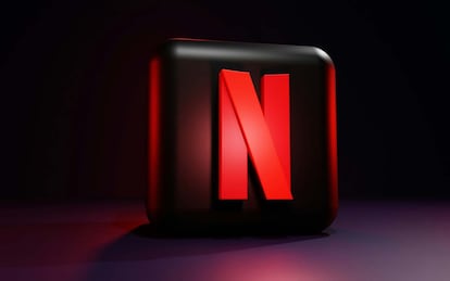 Logotipo de Netflix en 3D dentro de un cuadrado