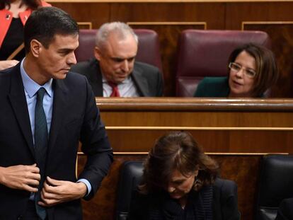 Pedro Sánchez, durante el debate de Presupuestos, este miércoles en el Congreso.