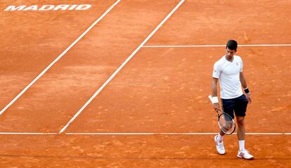 Djokovic, durante un entrenamiento en Madrid.