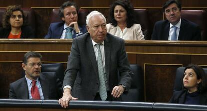 El ministro de Asuntos Exteriores en funciones, Jos&eacute; Manuel Garc&iacute;a Margallo (c). 