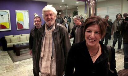 Xosé Manuel Beiras y Yolanda Díaz , ayer en Santiago