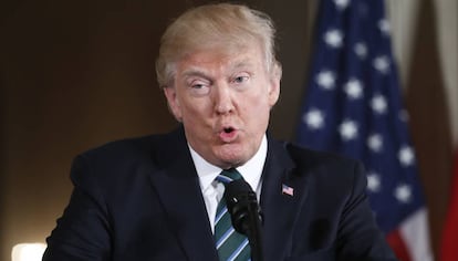 El presidente Donald Trump, ayer 17 de marzo, en una rueda de prensa en la Casa Blanca. 