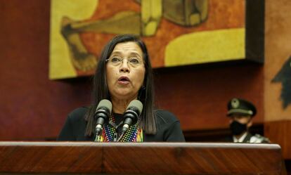 Guadalupe Llori, en su discurso tras ser electa como presidenta de la Asamblea Nacional de Ecuador el 15 de mayo.