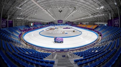 Vista general de la pista de patinaje de velocidad de los Juegos Ol&iacute;mpicos de Invierno de PyeongChang 2018.