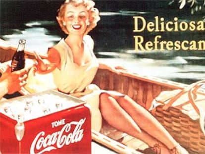 Primer cartel publicitario del refresco Coca-Cola en España en el año 1953.
