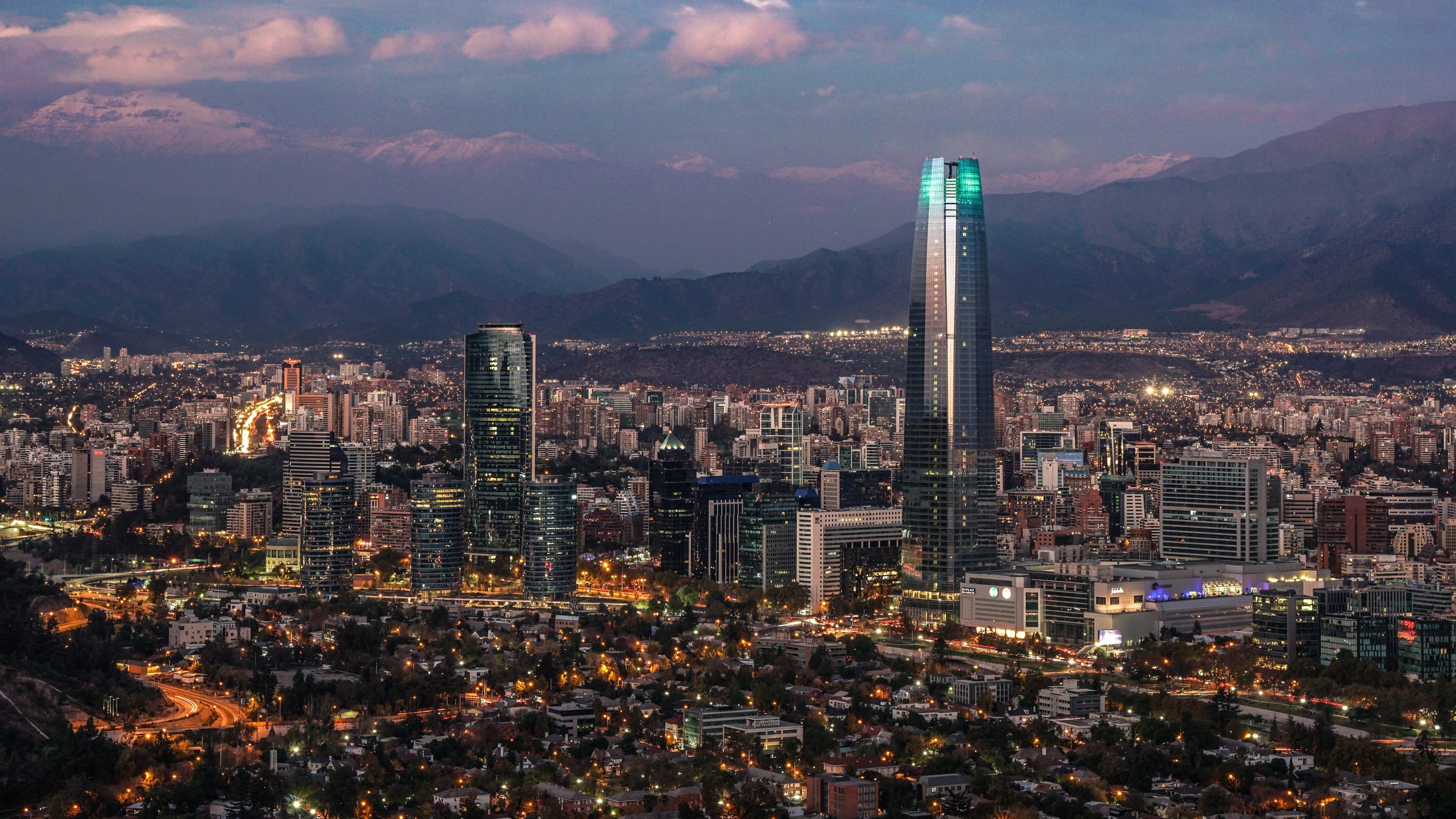 Vista aérea de la ciudad de Santiago, Chile.