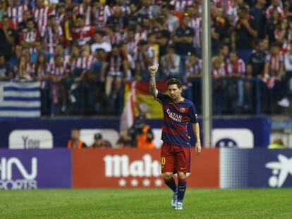 Messi celebra su gol al Atl&eacute;tico.