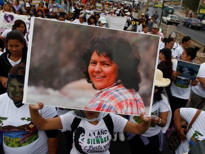 Manifestación en Tegucigalpa en recuerdo de Berta Cáceres