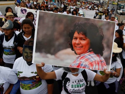 Manifestación en Tegucigalpa en recuerdo de Berta Cáceres