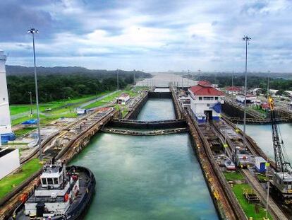 Vista das eclusas do Canal do Panamá.