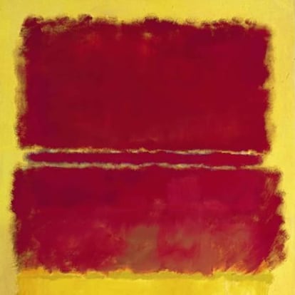 El lienzo del estadounidense Rothko (1903-1970), en vivos colores rojo y amarillo y realizado en 1952, el a?o ms creativo de este artista segn los expertos de Christie's, tambin cumpli con lo previsto y se adjudic por un precio final de 50,4 millones de dlares, incluidas comisiones. Considerada como uno de los ejemplos ms representativos del Expresionismo Abstracto, se esperaba que despertara inters suficiente como para adjudicarse al menos por unos 40 millones de dlares.