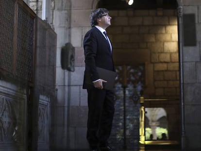 Carles Puigdemont at the Palau de la Generalitat de Catalunya this Tuesday.