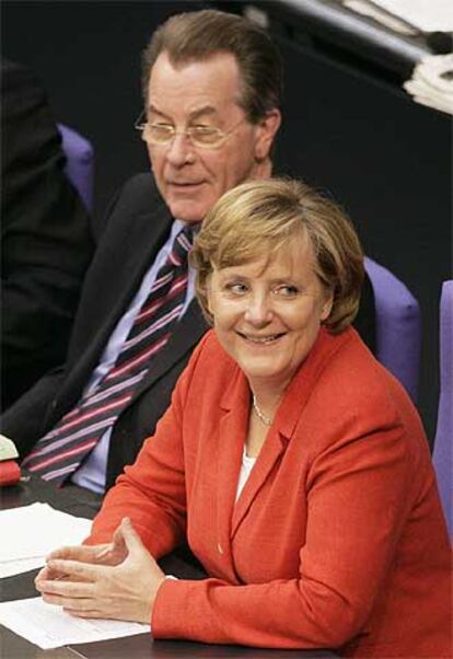 La canciller Angela Merkel, ayer en el Bundestag.