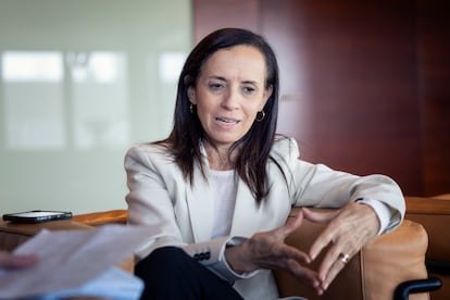 Beartriz Corredor, presidenta de Red Eléctrica Española, en un momento de la entrevista.