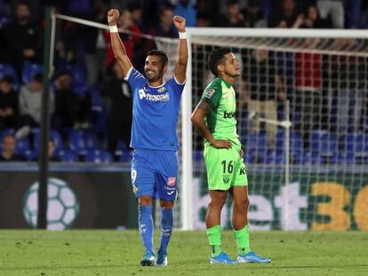 Ángel celebra uno de sus goles al Leganés.