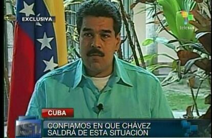 El vicepresidente Nicolás Maduro, durante la entrevista en TeleSur.