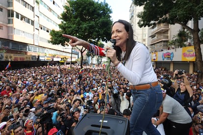 María Corina Machado en una manifestación en Caracas (Venezuela), el 9 de enero de 2025.