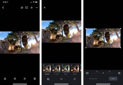 Nuevas opciones de edición en Google Fotos.
