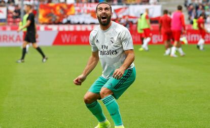 Carvajal, durante un amistoso de pretempoada del Real Madrid.