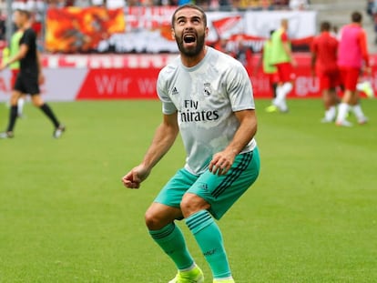 Carvajal, durante un amistoso de pretempoada del Real Madrid.