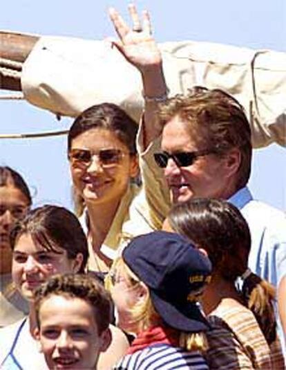 Catherine Zeta Jones y Michael Douglas, ayer en Mallorca.