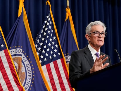 El presidente de la Fed, Jerome Powell, en rueda de prensa en marzo.