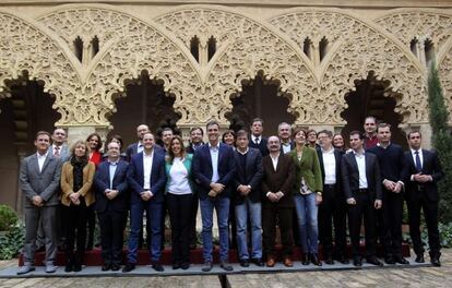 El secretario general del PSOE, Pedro Sánchez, junto a los integrantes del del Consejo de Política Federal del partido.