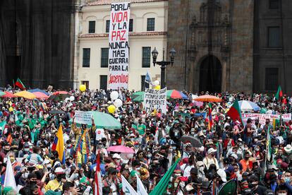 La Plaza de Bolívar de Bogotá, este miércoles durante una nueva jornada de paro nacional. 