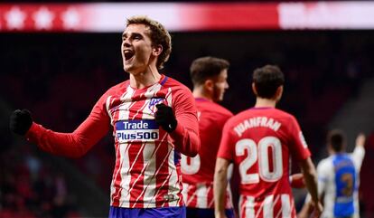 Griezmann comemora um de seus 15 gols em La Liga.