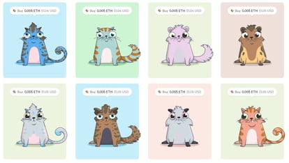 'Cryptokitties', uno de los primeros juegos 'blockchain' del mercado.