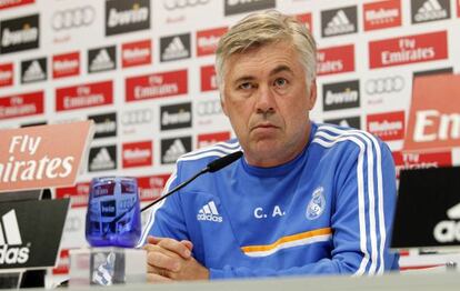 Ancelotti, durante la rueda de prensa