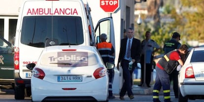 Ashya King arrives at Málaga airport inside an ambulance.