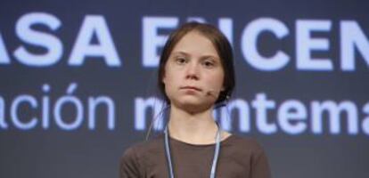 Greta Thunberg, durante su intervención en la Cumbre del Cambio Climático, celebrada en Madrid.