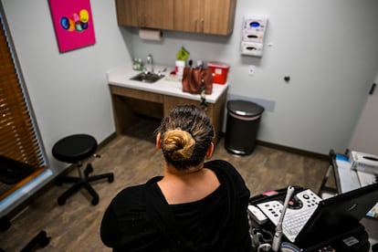Jasmine, a 23-year-old patient, waiting for an abortion last July at one of Planned Parenthood’s 18 clinics in West Palm Beach, Florida.