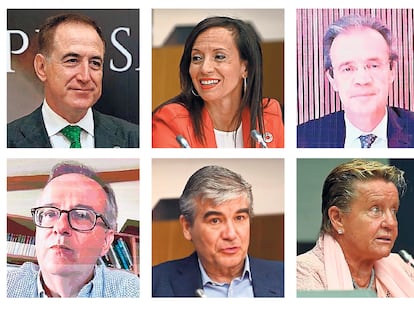 Presidentes de BBVA (C. Torres), Mapfre (A. Huertas), REE (B. Corredor), CaixaBank (J. Gual), Iberia (L. Gallego), Enagás (A. Llardén), Barceló (S. P. Barceló), Naturgy (F. Reynés), Eulen (M. J. Álvarez) y Sacyr (M. Manrique).