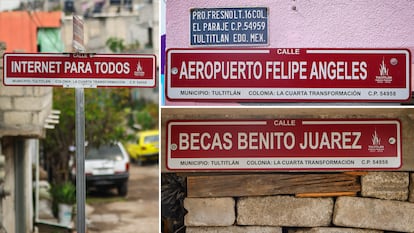 Placas de algunas calles de la colonia Cuarta Transformacin, en Tultitln (Estado de Mxico).