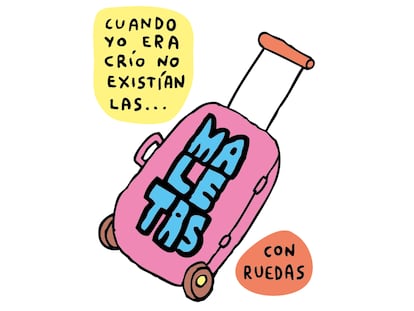 Las reflexiones ilustradas de Mauro Entrialgo: ‘Cuando yo era crío no existían las maletas con ruedas’