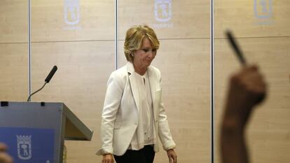 Esperanza Aguirre, el día que anunció su dimisión como concejal del Ayuntamiento de Madrid.