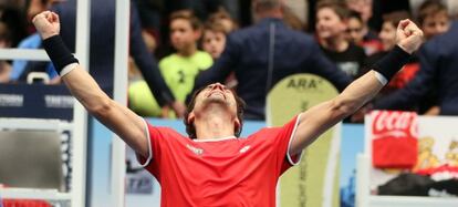 Ferrer celebra su triunfo en Viena.