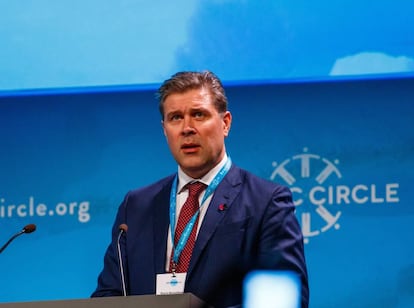 El todav&iacute;a primer ministro de Islandia, Bjarni Benediktsson, durante una conferencia el 13 de octubre sobre el &Aacute;rtico en Reikiavik. 