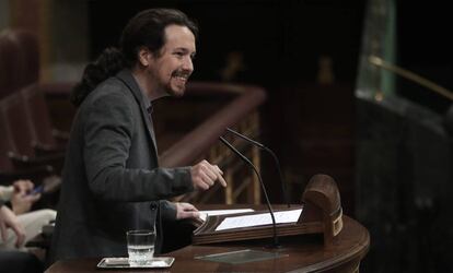 Pablo Iglesias interviene en el Congreso de los Diputados.