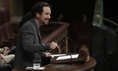 Pablo Iglesias interviene en el Congreso de los Diputados. 